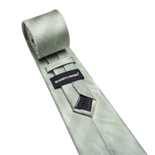 Image of Barry.Wang Striped Men Ties Set Silk Necktie Handkerchief Cufflinks