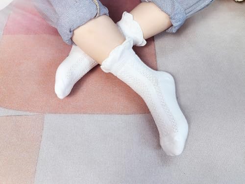 Gwenvenni Toddler Girls Double Ruffle Lace Trim Cotton Socks Frilly Dress Socks 5-Pack4