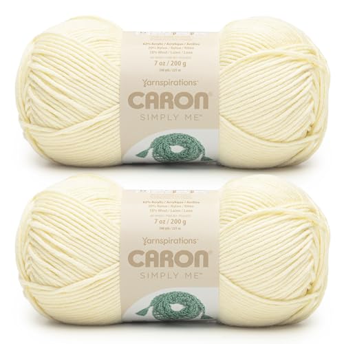 Caron Simply Me Aran Yarn - 2 Pack of 200g / 7oz - 62% Acrylic 20% Nylon 18% Wool - 5 Bulky - 246Yards - Knitting/Crochet