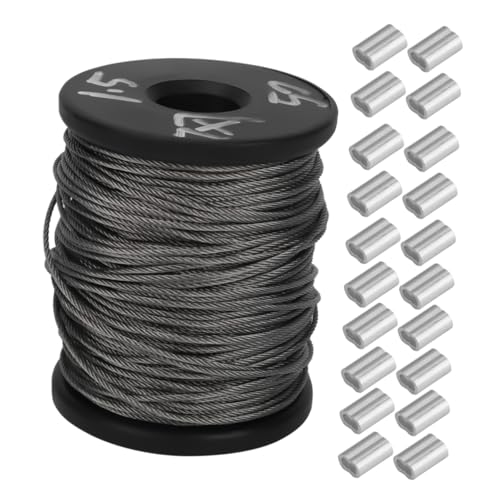 JECOMPRIS Wire Rope Lifting Rope Galvanized Hobby Wire Welding Wire Aluminum Wire Spool Aluminum Crimping Loop Picture Frame Hanging Wire Deck Railing Cable Wire Cable Aluminum Silver