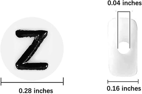 Miniatura 10 de Cuentas redondas de letras acrílicas de 0.157 x 0.276 pulgadas (0.157 x 0.276 in), cuentas H para hacer pulseras, llaveros y joyas,