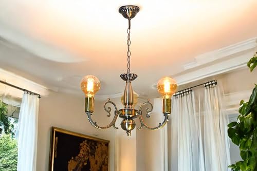 Image of Prop It Up Vintage Style Chandelier, 3-Light Pendant, Antique Bronze Finish with Edison Bulbs, Chain Mount, Without Bulb