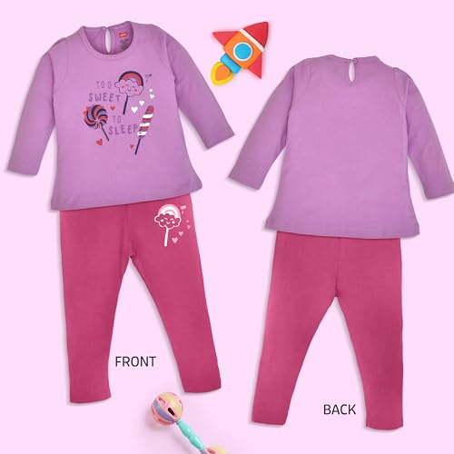 Image of LuvLap Baby Girls 100% Cotton Full Sleeve Top & Pyjama Sets, Pack Of 02