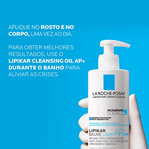 La Roche-Posay, Lipikar Baume light AP+M 400ml, Hidratante Intensivo de rápida absorção e textura le