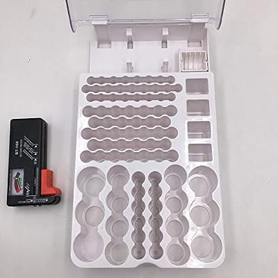 The Battery Storage Case,Organizer with Hinged Clear Cover, with Battery Tester, Holds 93 Batteries Various Sizes, Black
