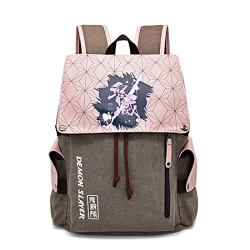 Lukvuzo Mochilas de anime japonês, bolsa de ombro de lona, estampa 3D, mochila para laptops para fãs de anime, Rosa claro, Mochilas Daypack