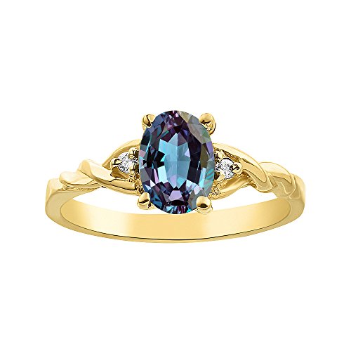 Rylos Rings For Women 14K Gold Plated Silver Classic Style Birthstone Ring 7X5Mm Oval Gemstone & Genuine Diamonds Color Stone Jewelry For Women Sterling Silver Rings For Women Size 5,6,7,8,9,10 (Alexandrite S, 7) #TOP3