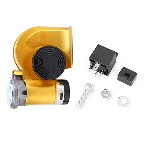 Trompette de bateau klaxon d'air de bateau pratique accessoire de klaxon de trompette bicolore fiable pour motos bateaux Yachts(Golden) Cover