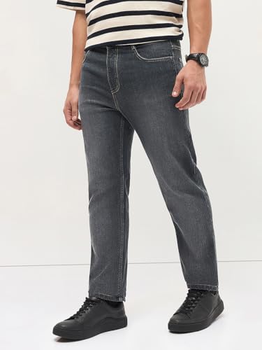Image of Urbano Fashion Men's Straight Fit Washed Denim Jeans Stretchable