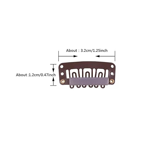 Miniatura 9 de 20 piezas de 1.260 in, clips a presión, extensiones de cabello en forma de U, juego de accesorios de peluca, herramientas (negro)