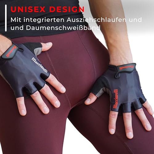 Foto von MACCIAVELLI Fahrradhandschuhe Herren Damen - Halbfinger MTB Fahrrad Handschuhe - Sommer Radsporthandschuhe für Mountainbike, Rennrad & Downhill