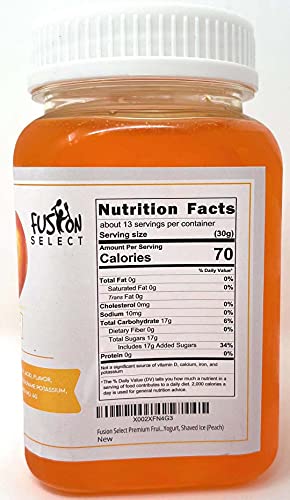 Fusion Select Peach Syrup –Flavor Enhancer Made From Real Juice For Bubble Tea, Yogurt, Snow Cones, Slushies Drinks, Shaved Ice, Soda, Cocktails 14 Oz #TOP1