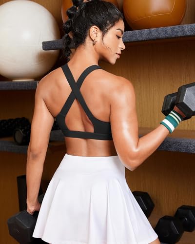 Image of RUNNING GIRL High Impact Sports Bras for Women,Crisscross Back High Support Bra Moulded Cup Workout Bra Push up(WX3072 Black L)