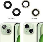 2pcs/Set 15 Plus Back Camera Lens Glass Replacement for iPhone 15 Camera Lens Replacement with Pre-Installed Adhesive + Repair Tool Kit, Anti-Lens Scratch & Waterproof