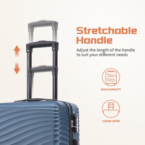 Image of Rosamo Luggage Sets 3 Piece, ABS Suitcase Set (20 /24 /28), Hardside luggage with Spinner Wheels, Travel Luggage,14x8x9 Airline Approved Carry on, Lightweight Luggage withTSA Lock