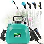 SYLSTAR Garden Sprayer 5L, Battery Powered Pressure Sprayer with 3 Adjustable Spray Power, Battery Indicator, 4 Spray Nozzles, Upgrade Electric Weed Spray & Water Spray with Adjustable Shoulder Strap