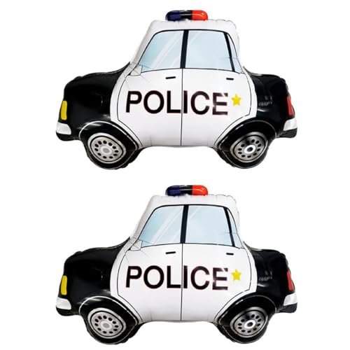 Yeodong Police Car Foil Balloons - 2 Pack (Black) - Police Car Theme - Boys Birthday & Retirement Party Decorations