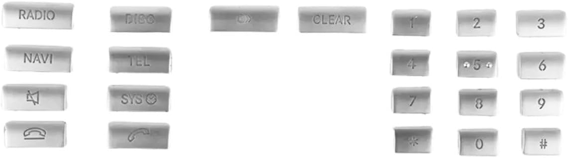 22Pcs Car Center Console Radio CD Pannel Numbers Button Cover Stickers Set For Mercedes For Benz W204,W212,C218,GLK,X204 Silver
