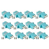 SpeedyFiberTX - 12-Pack Aqua Duplex LC to LC Fiber Optic Adapters Couplers for Multimode Fiber Patch Cable | Duplex LC Adapters with Screws