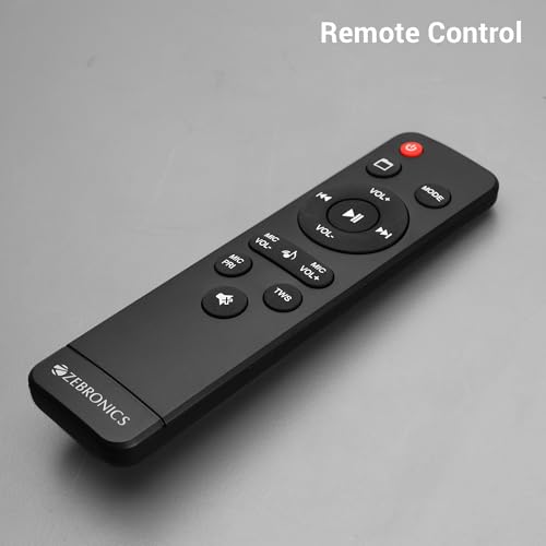 Image of ZEBRONICS VOX PRO 2.0 DJ Party Bluetooth Speaker, 420W, Karaoke & Record, BT v5.3 | Optical | Coaxial | USB | 2X Mic Input | Aux | SD | FM, Multicolor LED, 4 x 12 Full Range Drivers, 2X Wireless Mic