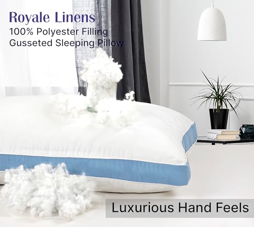 Image of ROYALE LINENS Pillows Standard Size Set of 2 -Bed Pillow for Sleeping -Cooling Pillow for Back, Stomach or Side Sleepers -Down Alternative Std Gusseted Pillows -Hotel Quality (20x26 Inches, Pack of 2)