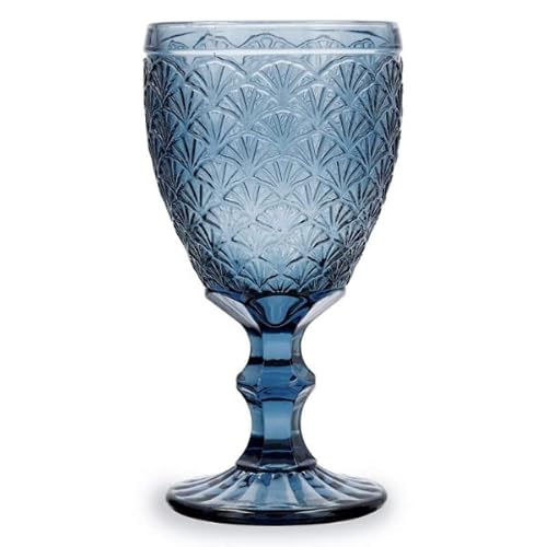 Bidasoa Copas Vidrio 6 Copas 30 cl Azul. Copas de Vino o Agua. Vasos de Cristal Agua