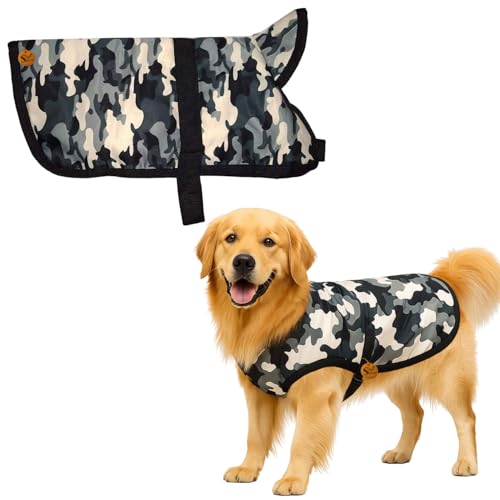 Image of Sage Square Camouflage /Army Winter Coat for Dogs - Windproof Jacket, Insulated, Warm for Cold Weather, Adjustable Fit, Comfortable Design for Indoor & Outdoor Use, Random (Military, 6XL - 30 Inch)