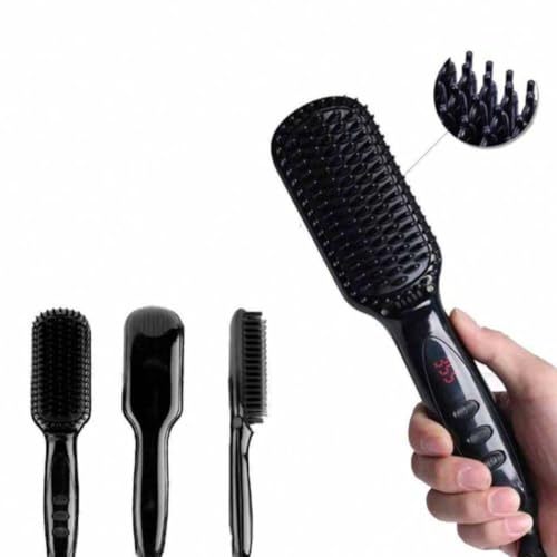 Cepillo alisador de cabello eléctrico negro miniatura 3
