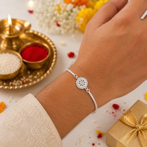 Image of Silver Rakhi for bhai,bracelet for brother,Rakhi set for brother,rakhis for rakshabandan,men,kids,boys(1000)