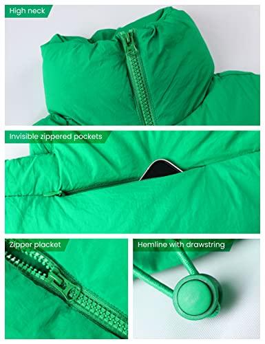 UANEO Cropped Puffer Vest Women Zip Up Stand Collar Sleeveless Padded Crop Puffy Vests