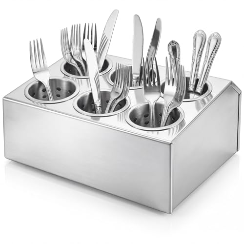 LOYIM 6 Compartments Stainless Steel Utensil Holder Flatware Organizer
