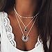 Produktbild Branets Boho Layered Sunflower Choker Halskette with Silber Edelstein Perlen Anhänger Halsketten Schmuck für Frauen und Mädchen