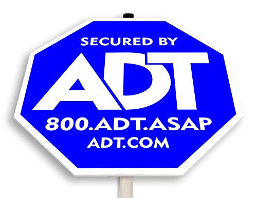 ADT Security Signs with (1) Stake Post 100% Aluminum. 28\" Long Aluminum Stakes for Yard Sign. PVC (Polyvinyl Chloride) 1/8\" (3 mm) Thick, Sign Size 10\" x 10\". - Thumbnail 6
