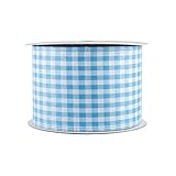 Baby Blue Gingham Wired Ribbon - 2 1/2 Inch x 10 Yards, Summer, Christmas, Birthday, Rustic Wedding,