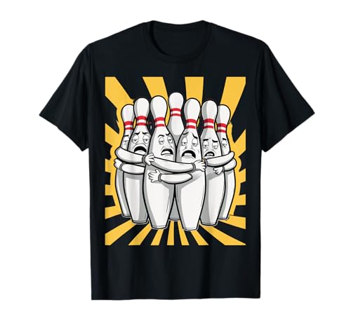 Cartoon Scared Bowling Pins - Funny Sport Bowler Tee T-Shirt