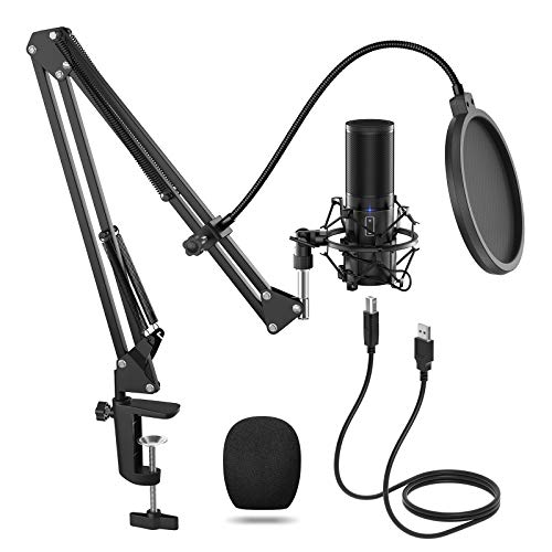 TONOR USB Gaming Mikrofon PC, Podcast Kondensator Microphone Kit Nierencharakteristik mit Arm Popschutz, Brodcasting Mic Studio Mikro, Mikrophon für Streaming Aufnahme YouTube Twitch PS4/5, Q9