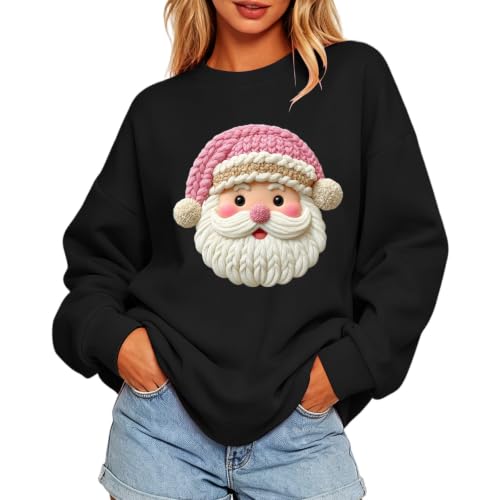 Christmas Sweatshirt for Women Cute Santa Graphic Long Sleeve Pullover - image 1