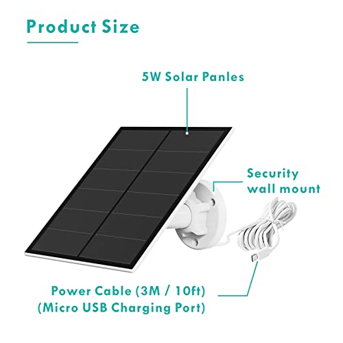 5W Solar Panel For Rechargeable Battery Security Camera, Outdoor Ip65 Waterproof Solar Power Supply For Wireless Surveillance Camera, Micro Usb Solar Panel, 360° Adjustable Wall Mounting Bracket #TOP5