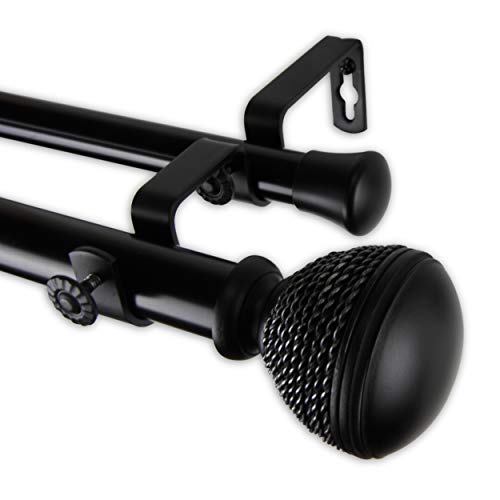 Rod Desyne 1" Braided Double Curtain Rod, 48-84", Black #TOP15
