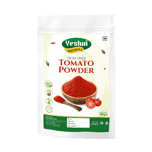 Yeshvi NATURAL Tomato Powder Spray Dried Natural Tomato Powder for Cooking, Seasoning, and Sauces, Rich in Lycopene and Essential Nutrients, Enhance Your Culinary Creations with Tomato Flavor, 100gm