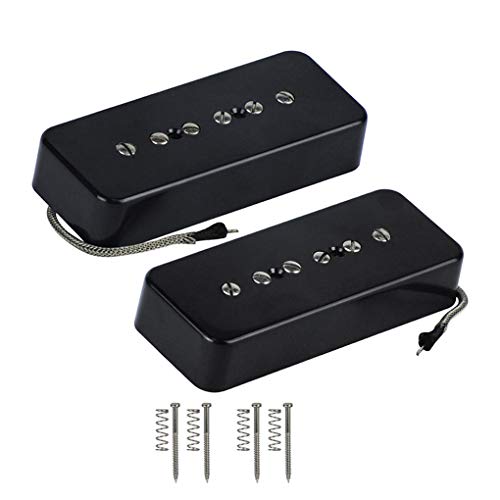 Lopbinte Set of Neck Bridge Soap Bar P90 Pickup Alnico 5 Electric Guitar Pickup Single Coil Guitar Parts Black