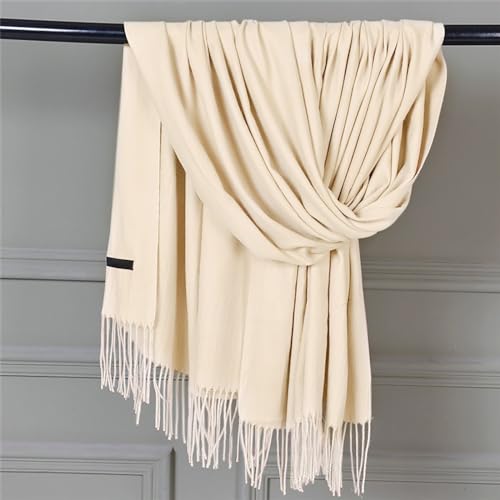 Women Solid Color Scarfs Pashmina Long Tassels Lightweight Scarf for Women Large Wrap Shawl2