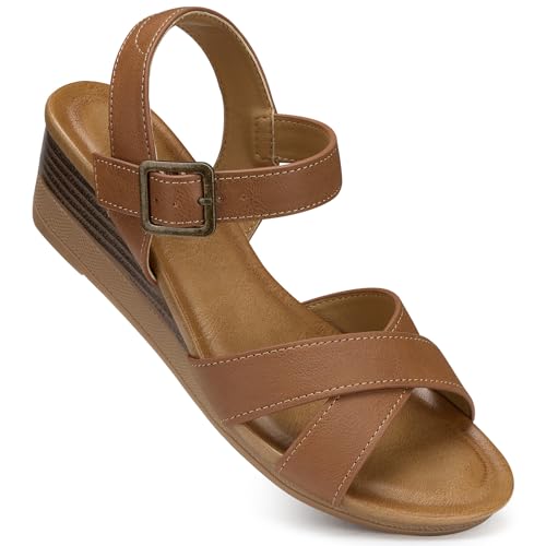Image of SHIBEVER Wedge Sandals for Women Dressy: Comfortable Low Heel Summer Sandal