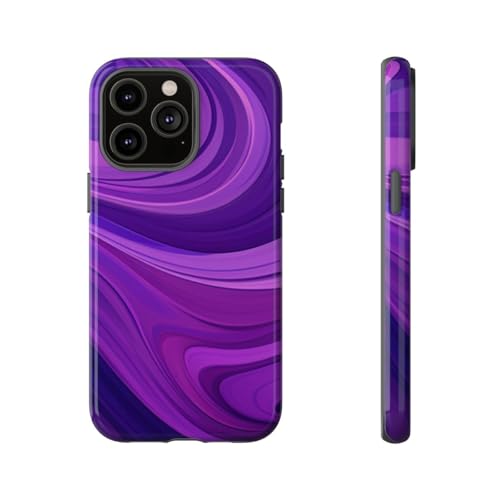 Coque iPhone 14 Pro Max vague violette abstraite - Éclat luxe brillant