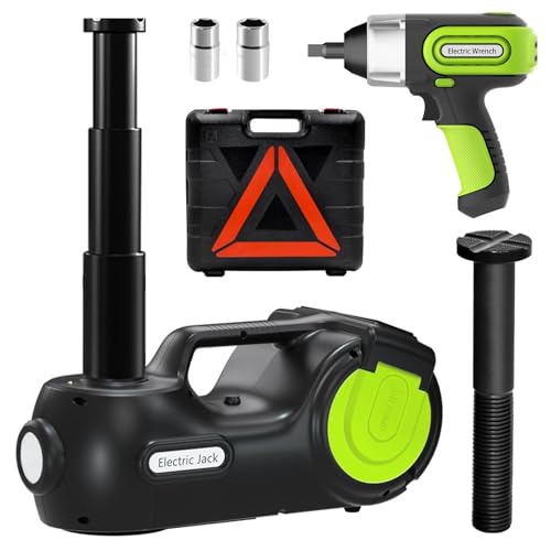 E-HEELP Electric Car Jack Kit 5Ton 12V Hydraulic (Lifting Range: 6.1-20.86 inch) with Impact Wrench & Inflator for Car SUV Sedan MPV with LCD & Tire Pressure Display