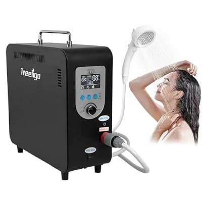 Treeligo Portable Propane Water Heater for Camping, 40,900 BTU Tankless Outdoor Shower for Camping& Vacation, Instant Hot Water Heater with 4500mAh Battery & Pump, RV, Van Life, Off-Grid