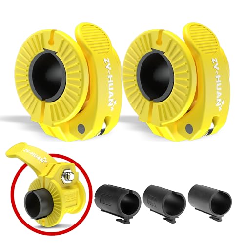 ZY-HUAN Pro Barbell Clips 1 inch Barbell Clamps 0.9-1.18inch Quick Release Weight Clips for Bars Multi-Size Adjustable Olympic Barbell Clamps (Yellow)