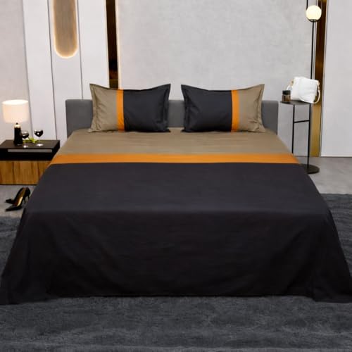 Image of Dream Living Ombre King Bedsheet with 2 Pillow Covers | 130 GSM | 275x275 Cm | Black & Biege