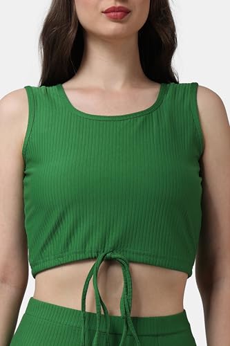 Image of POPWINGS Casual Solid Top and Skirt Co-Ord Set for Women | Stylish Western Co-Ord Set for Women | Crop Top and Long Slit Skirt Set for Women