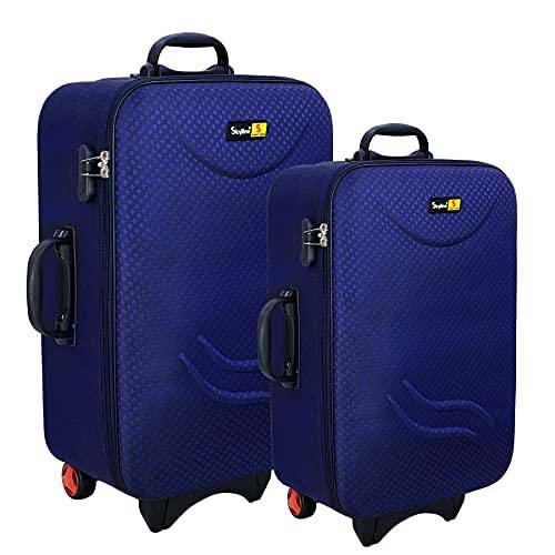 Soft Body Set of 2 Luggage - Travel Lightweight Anti-scratch Trolley/Suitcase Polyester Bag with Wheels - Pack of 2 Trolley Bag (Navy Blue)-image-32